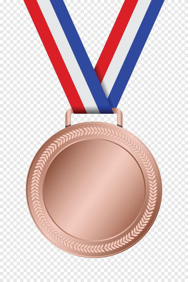 Realistic bronze medal mockup. Bronze medal with ribbon. Design winner bronze medal prize. Winner award medal. illustration vector