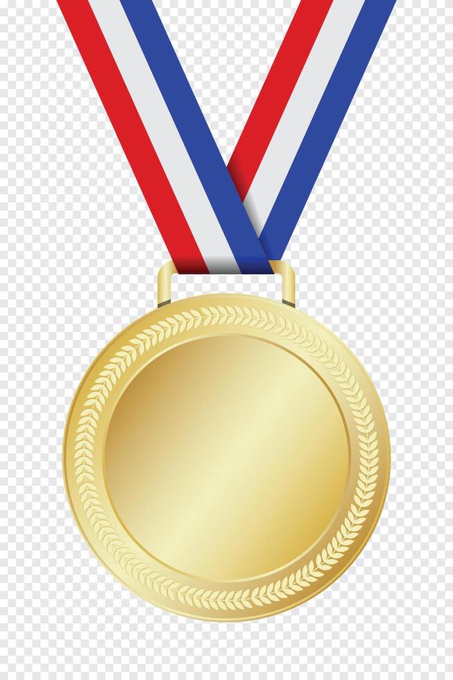 Realistic gold medal mockup. Gold medal with ribbon. Design winner golden medal prize. Winner award medal. illustration vector