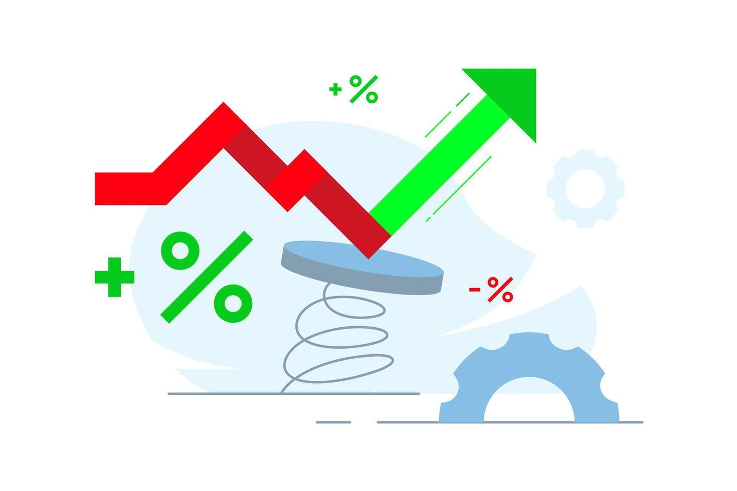 Business Turnaround Strategy. Economic Recovery and Growth After Downturn concept illustration flat design. simple modern graphic element for landing page ui, infographic, icon vector