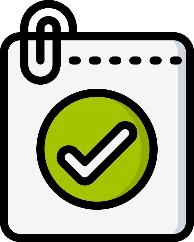 A green check mark on a paper clip vector