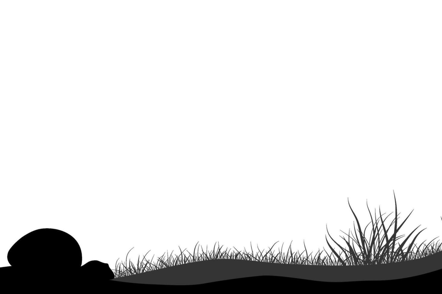meadow ground landscape silhouette with rock and grass vector