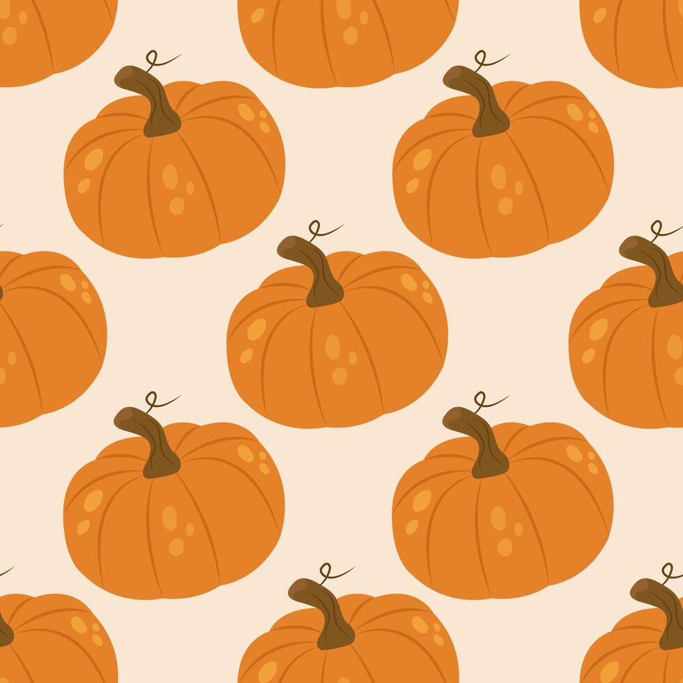 Seamless cute pumpkin pattern. Trendy autumn illustration.Happy Thanksgiving. Hello, fall vector