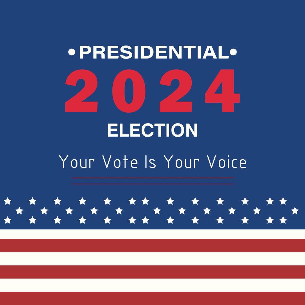 2024 USA Election with stars and stripes banner background. vector