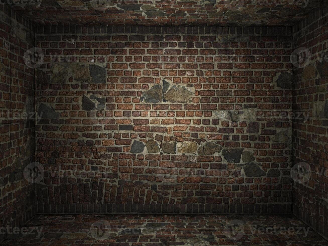 Grungy brick room interior photo