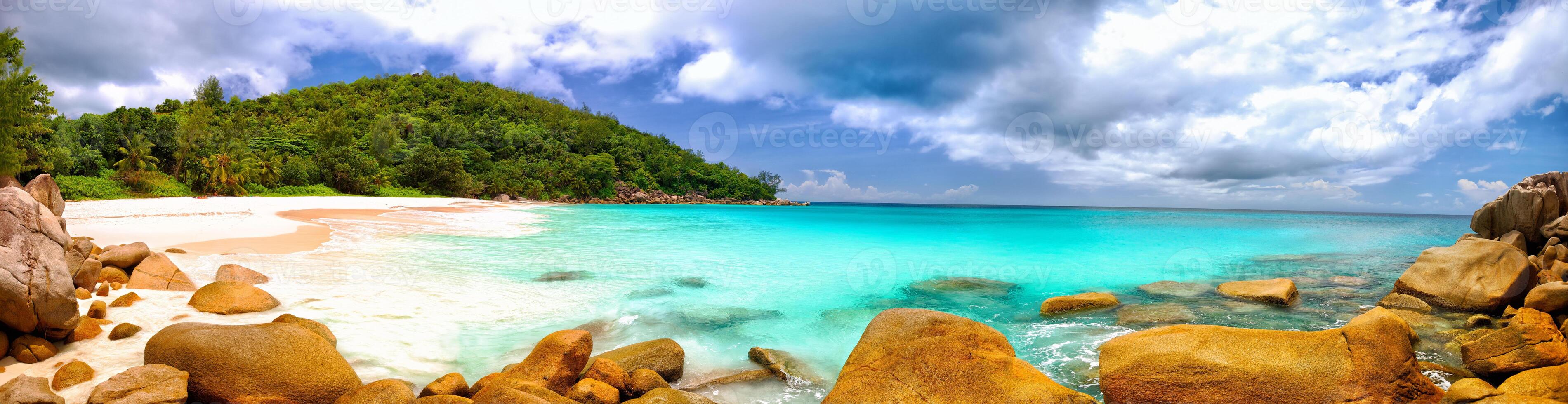 Seychelles beach panorama photo