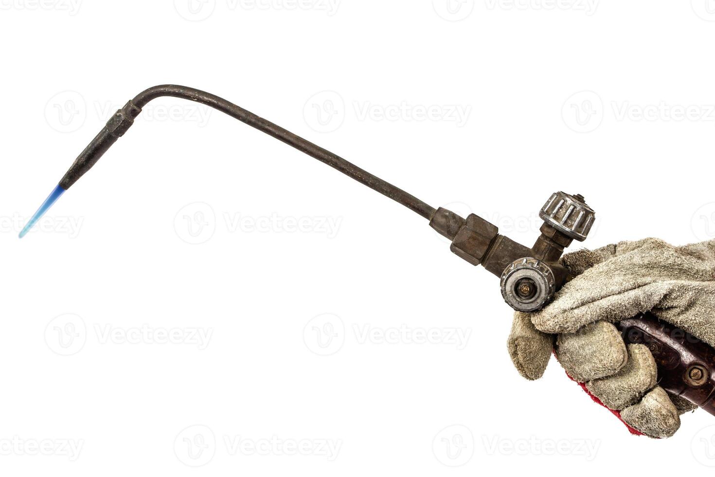 Flame of welding torch, isolated on white background photo