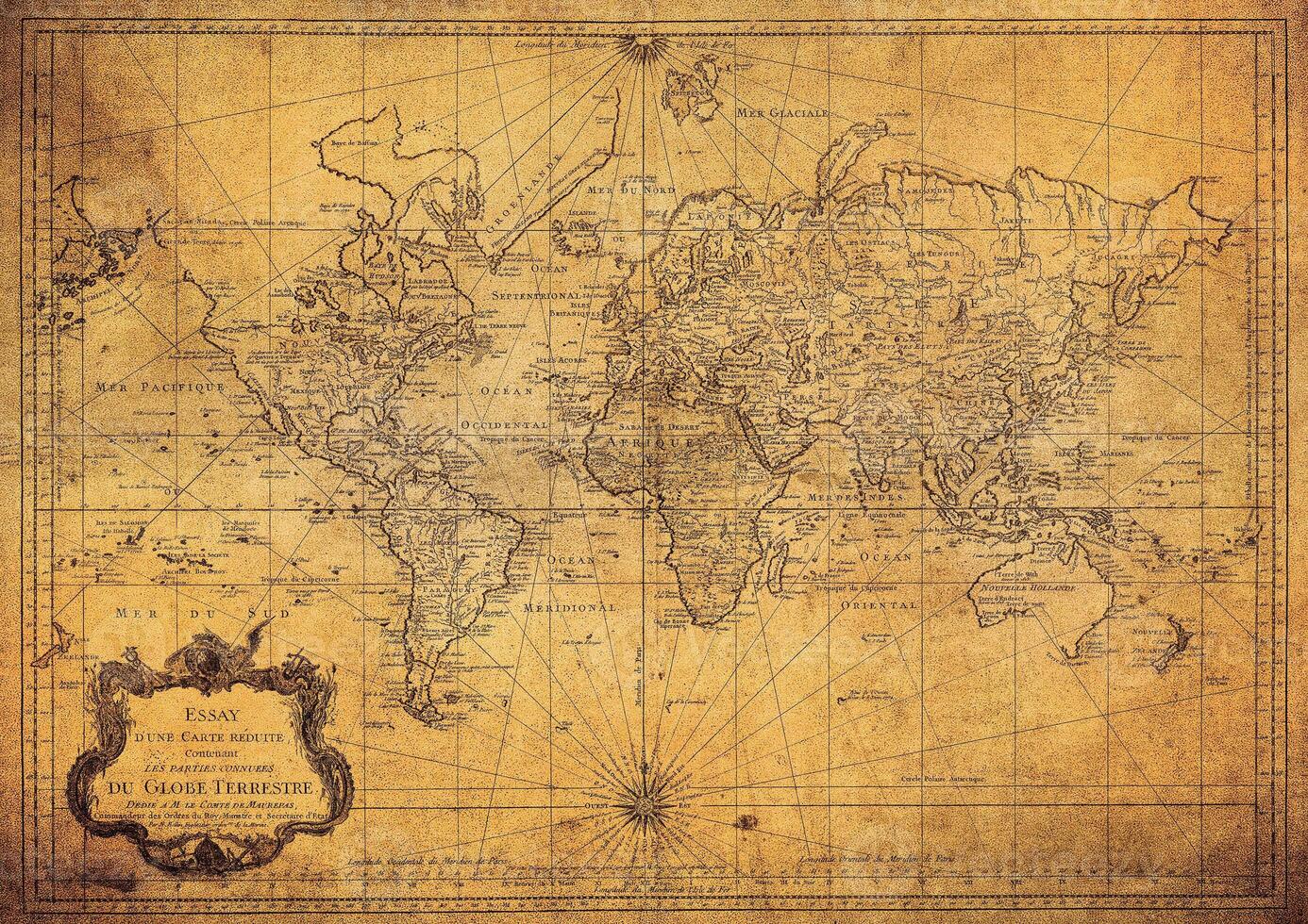vintage map of the world 1778 photo