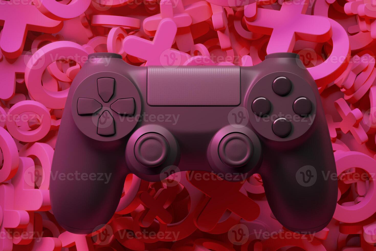 Game joystick on pink background x, zero, cross. 3d rendering photo