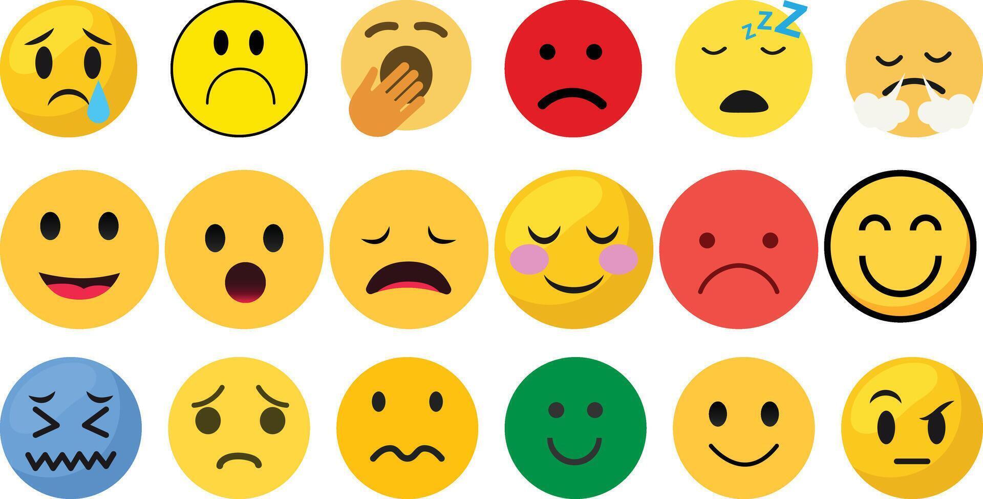 face emotion icons set collection vector