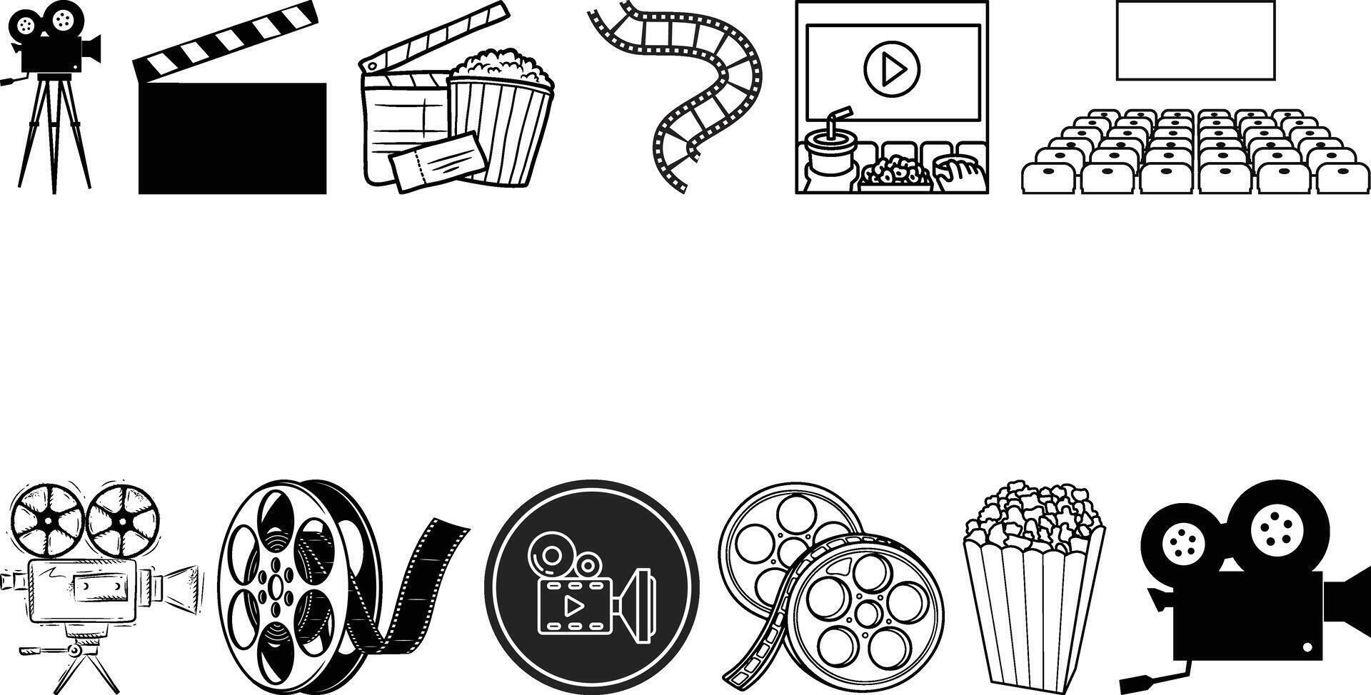 Cinema icons set collection vector
