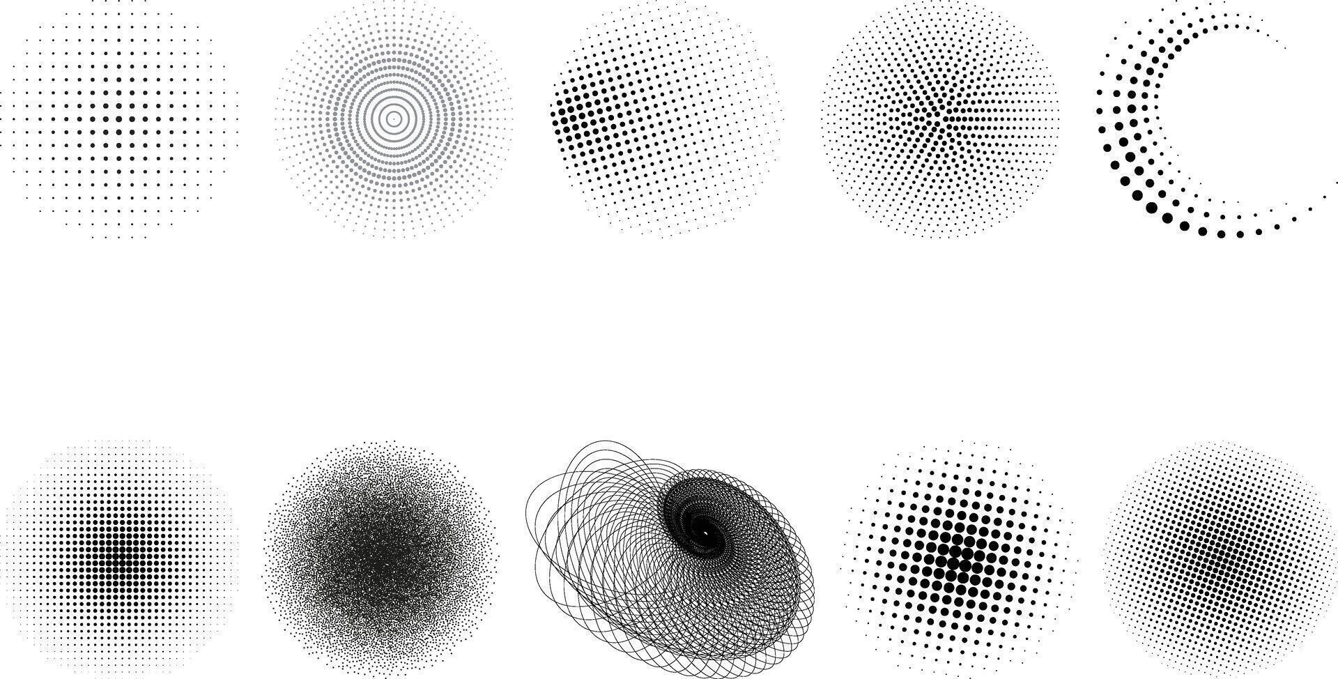 Halftone dotted circle set collection design vector