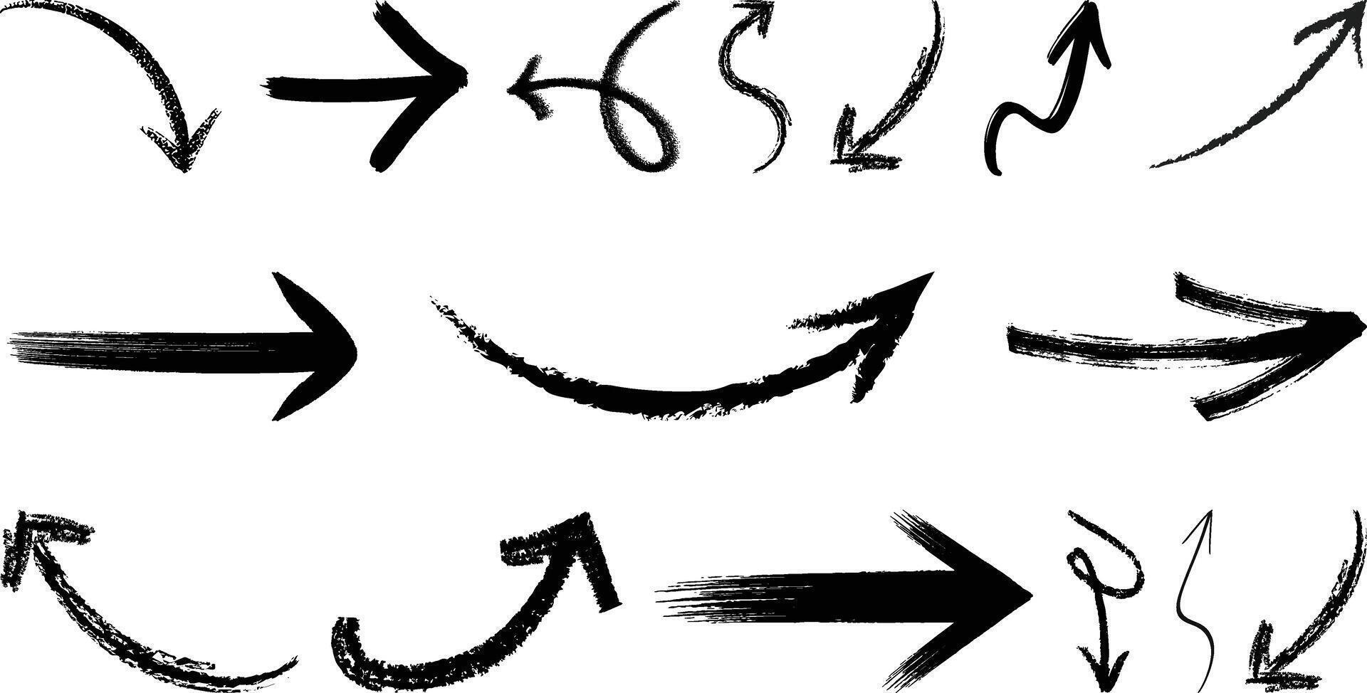 Brush drawn arrow set collection design vector