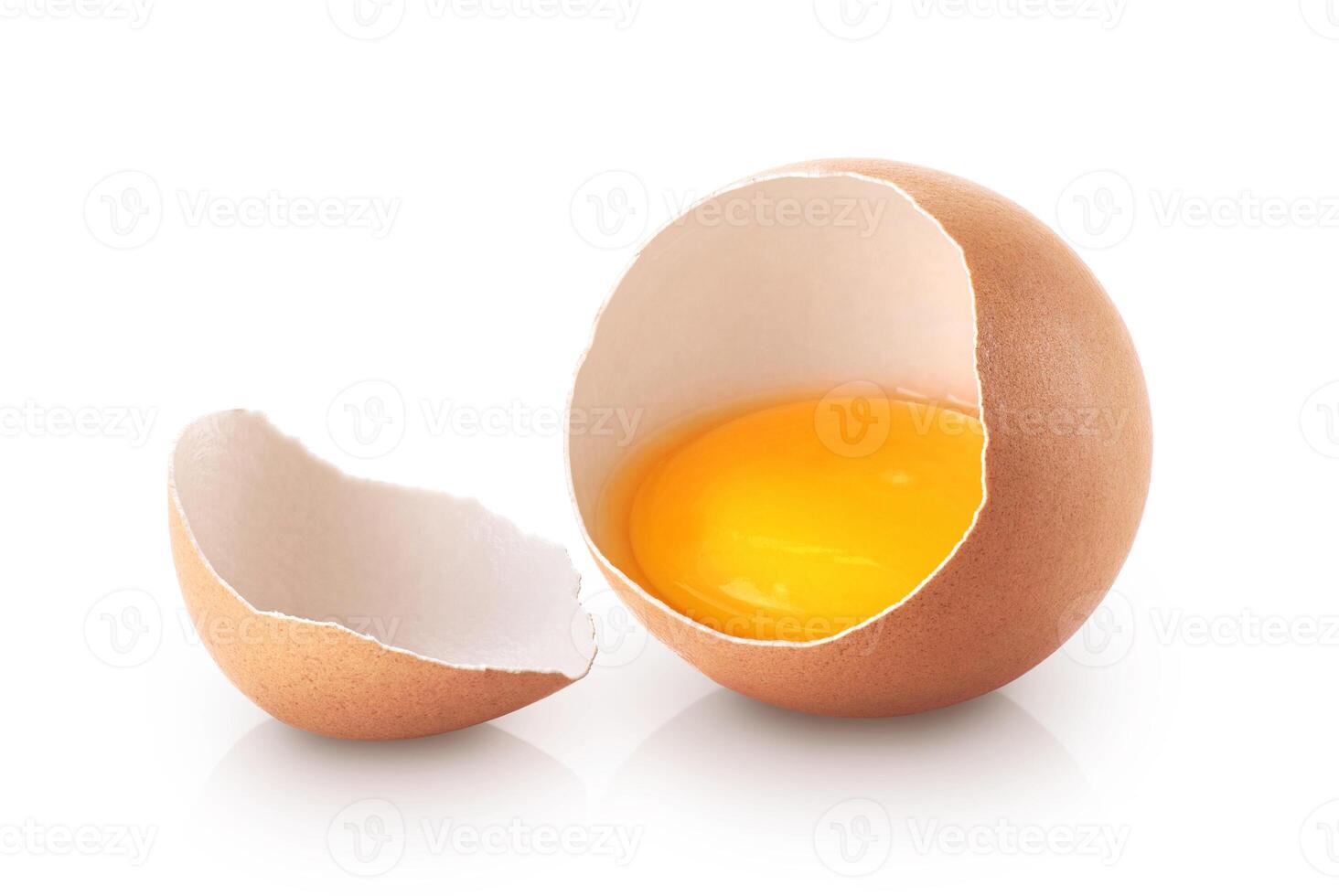 Broken egg isolated on white background. photo