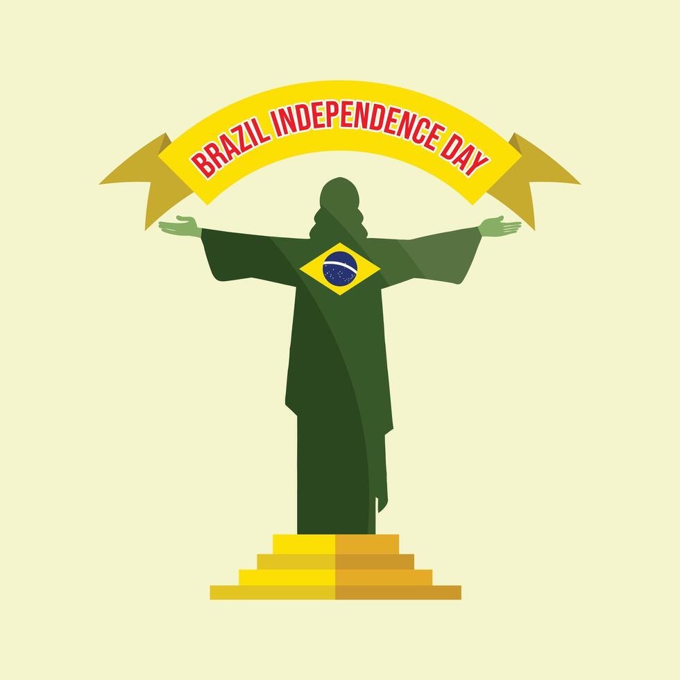Independence Day of Brazil Christ the Redeemer Statue vector