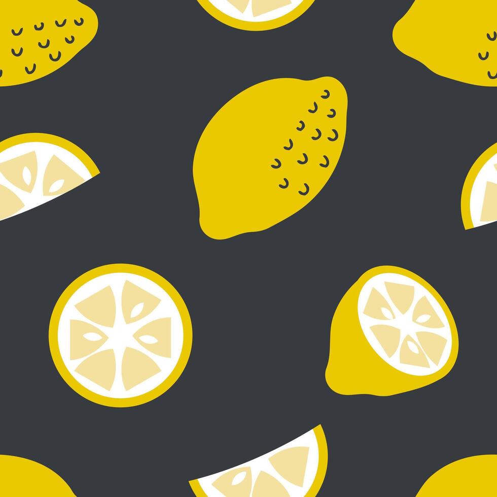 Tropical lemons fruits seamless pattern. Perfect background print for banner, card, textile, fabric, paper, sale. Hand drawn illustration. vector