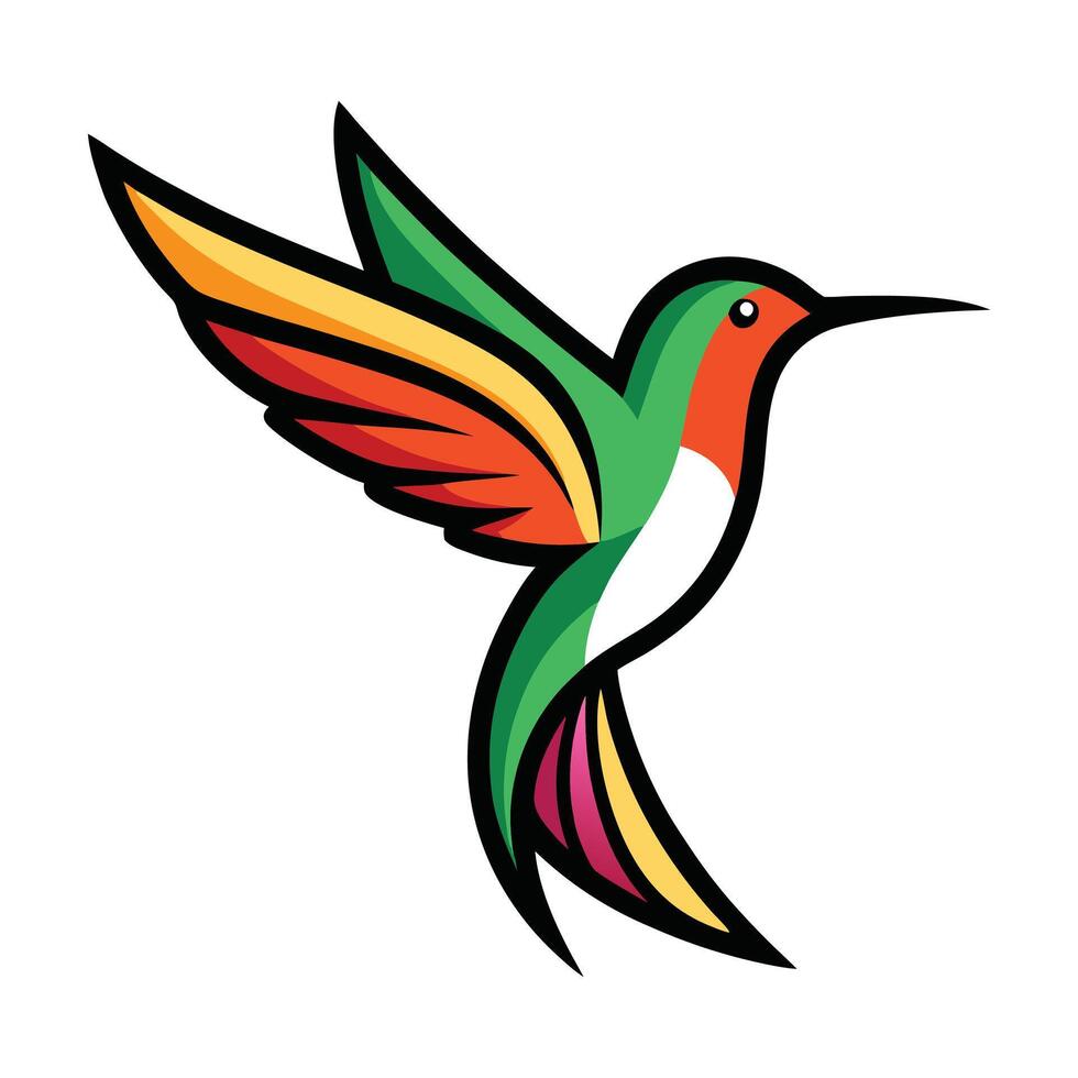 Stylized Hummingbird with Gradient Wings for Creative Artwork vector
