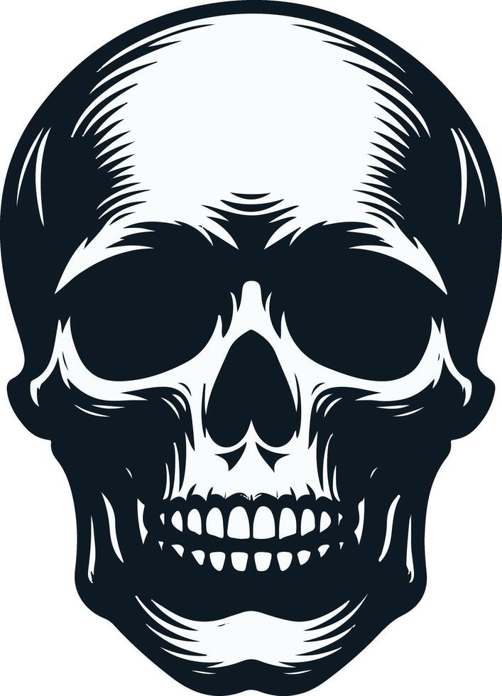 mistrious black and white skull silhouette vector