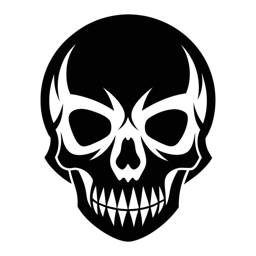 A horror white teeth human skull with musk vector