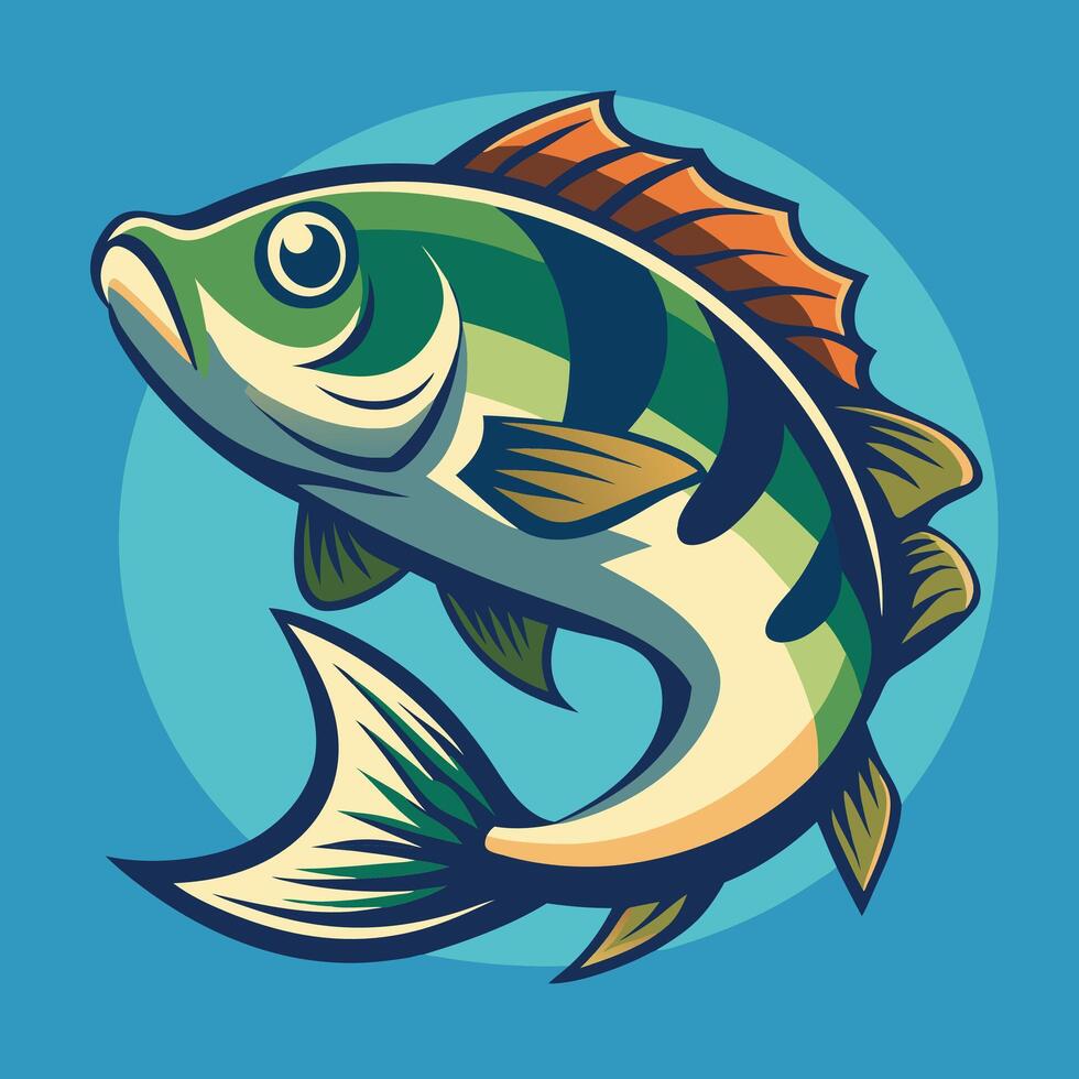 Majestic Bass Fish in Its Natural Habitat A Stunning Aquatic Scene vector
