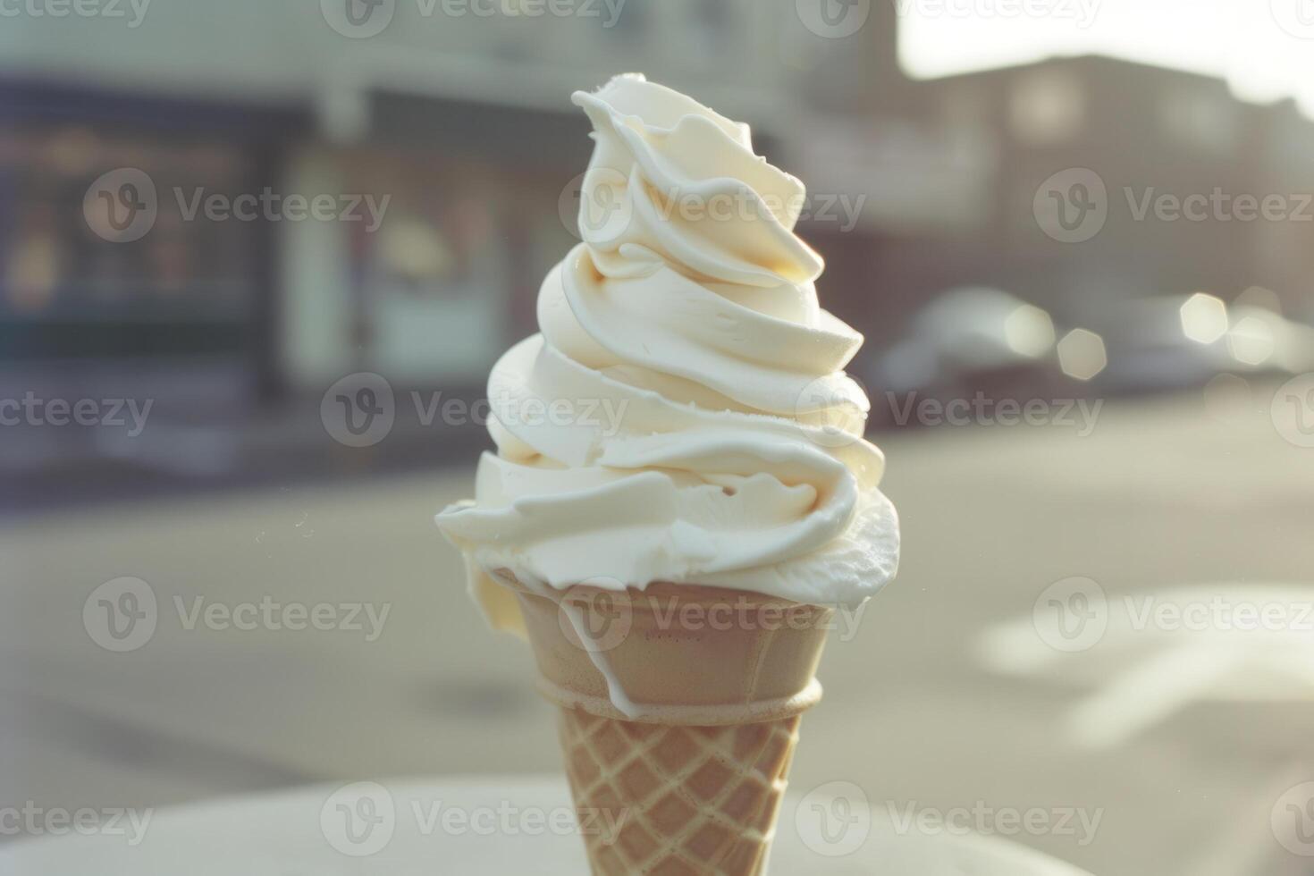Delicious Ice Cream Cone with a Sweet and Creamy Flavor, Perfect for a Refreshing Summer Treat photo