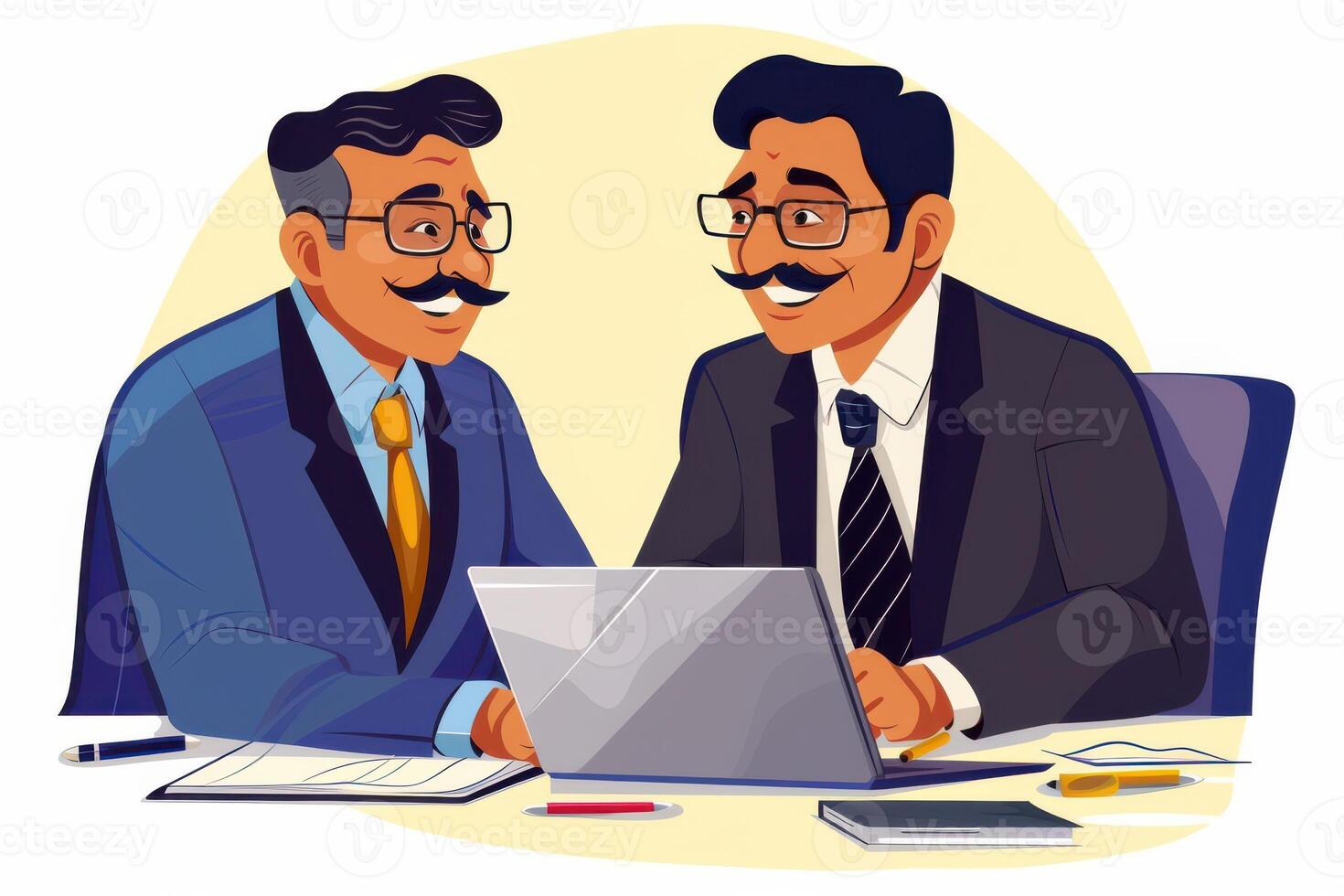 Indian Businessmen Collaborating and Working Together on a Project photo