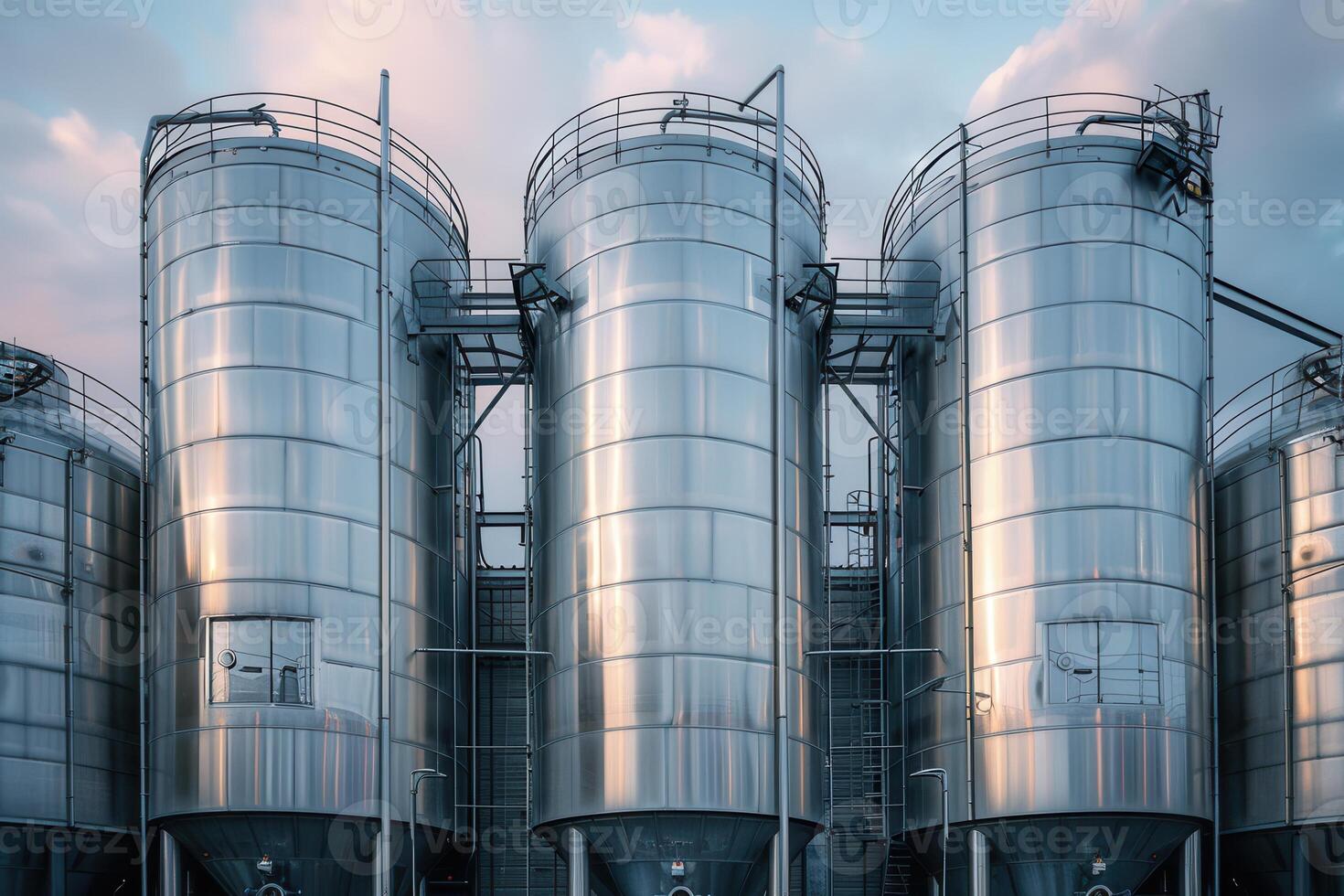 Durable Stainless Steel Silos in an Industrial Facility, Optimizing Bulk Storage Solutions photo