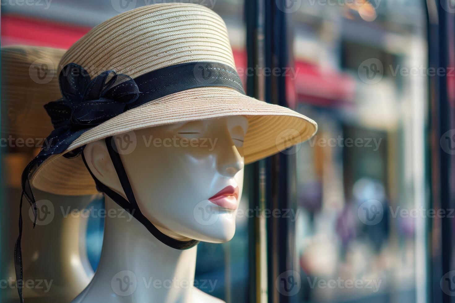 Fashionable Hat Worn by a Mannequin, Highlighting Contemporary and Chic Clothing Presentation photo