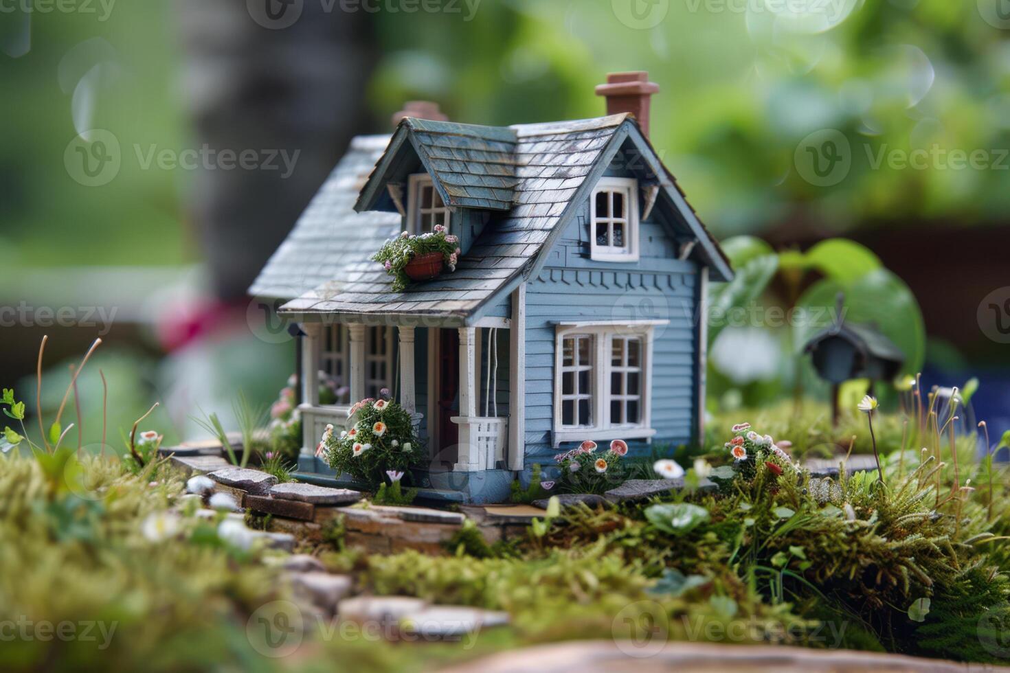 Miniature House Block Model Showcasing Detailed Architecture and Craftsmanship photo