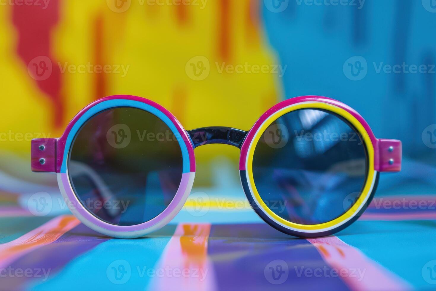 Trendy and Colorful Sunglasses Featuring a Funky Design, Ideal for Adding a Playful Touch to Any Outfit photo