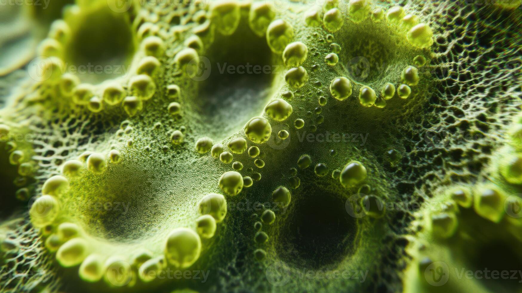 the Micrasterias papilifera with elaborate green patterns. photo
