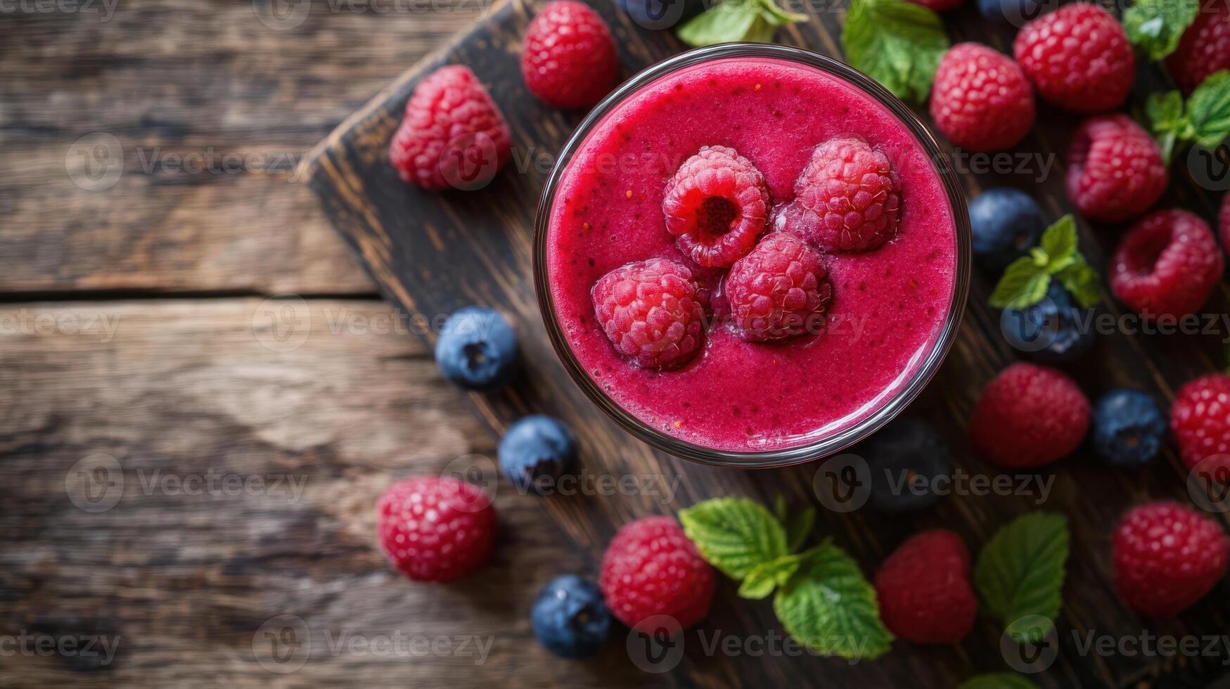a raspberry on a wooden table, with selective focus. photo