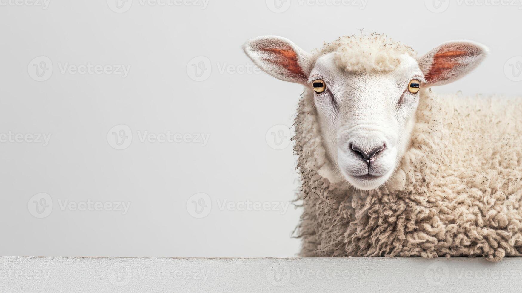 a sheep with ample empty space around it. photo