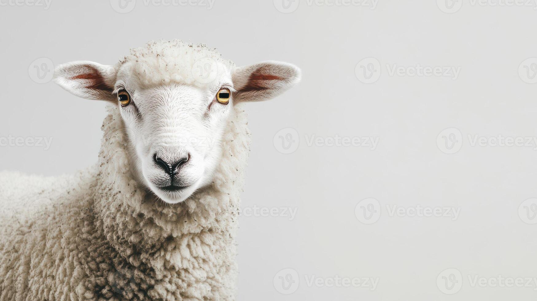 Detailed view of a sheep with a clear, open background. photo