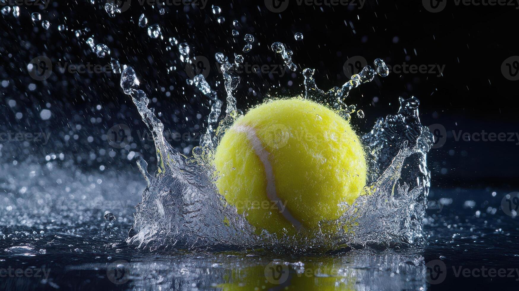 A tennis ball making a splash in the water. photo