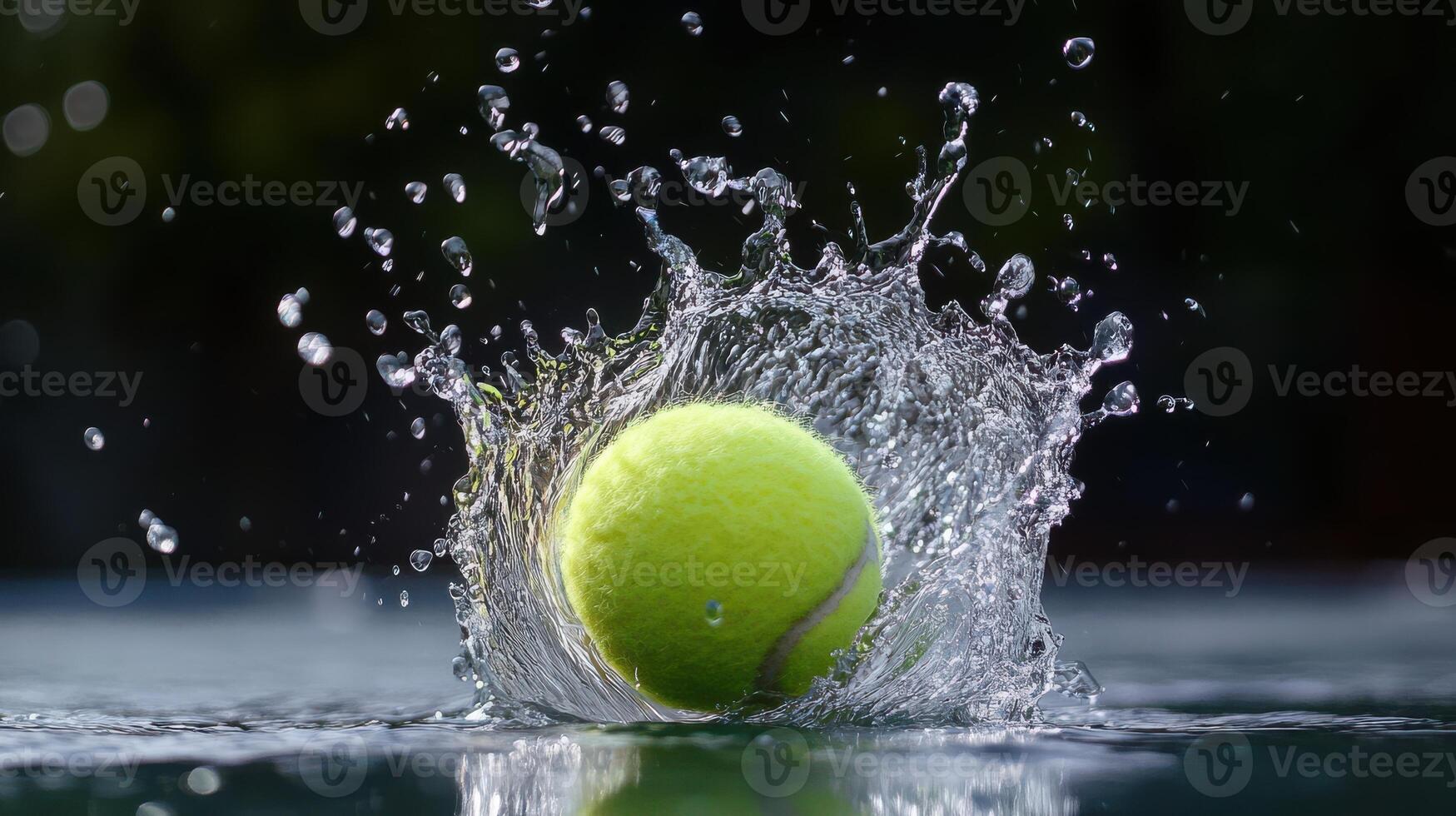 The impact of a tennis ball creating a splash effect. photo