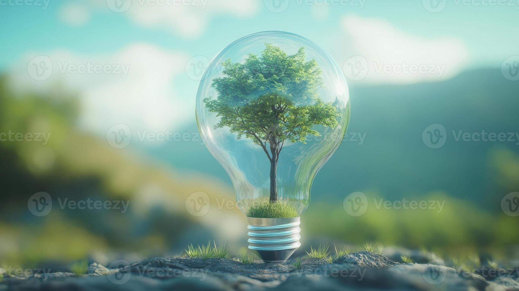 Tree Inside a Light Bulb Representing Energy and Growth photo