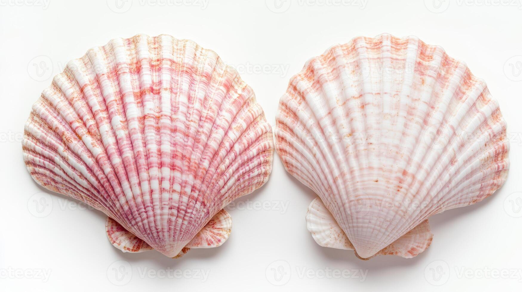 Pair of Pink Seashells on a White Surface photo