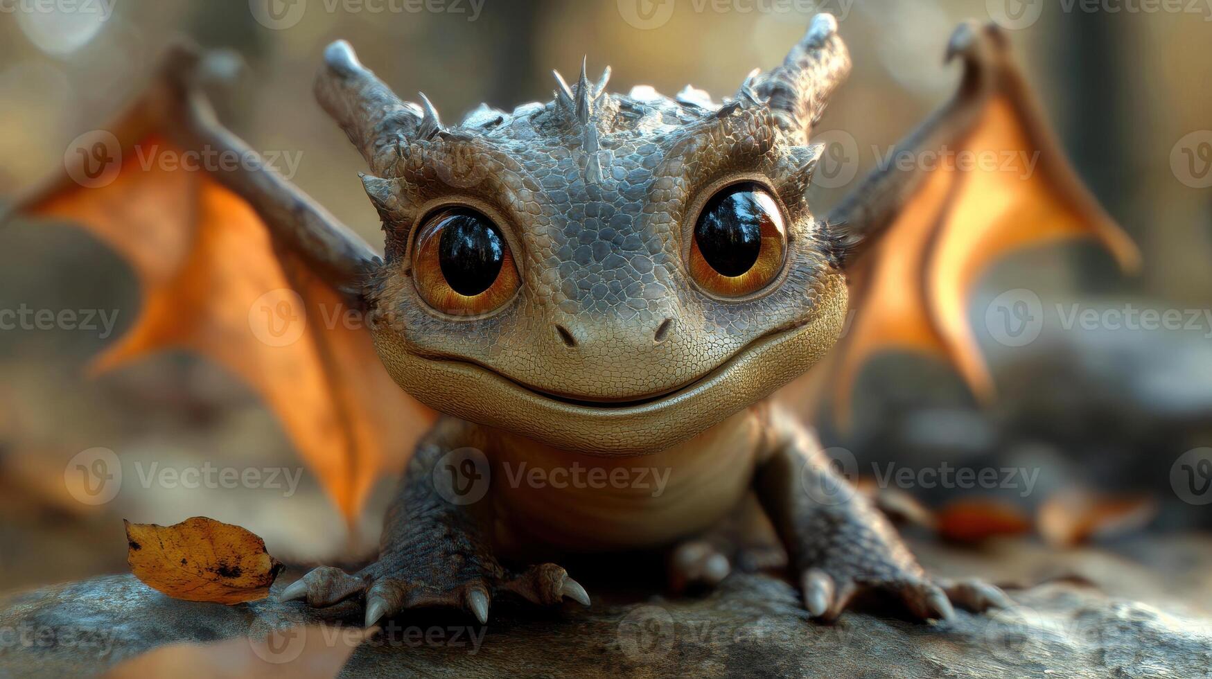 A Baby Dragon with Large, Expressive Eyes and a Friendly Expression photo