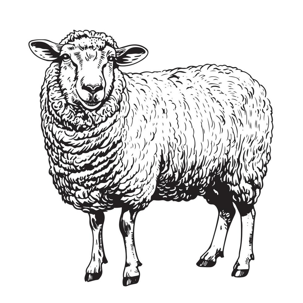 Sheep sketch hand drawn in doodle style vector