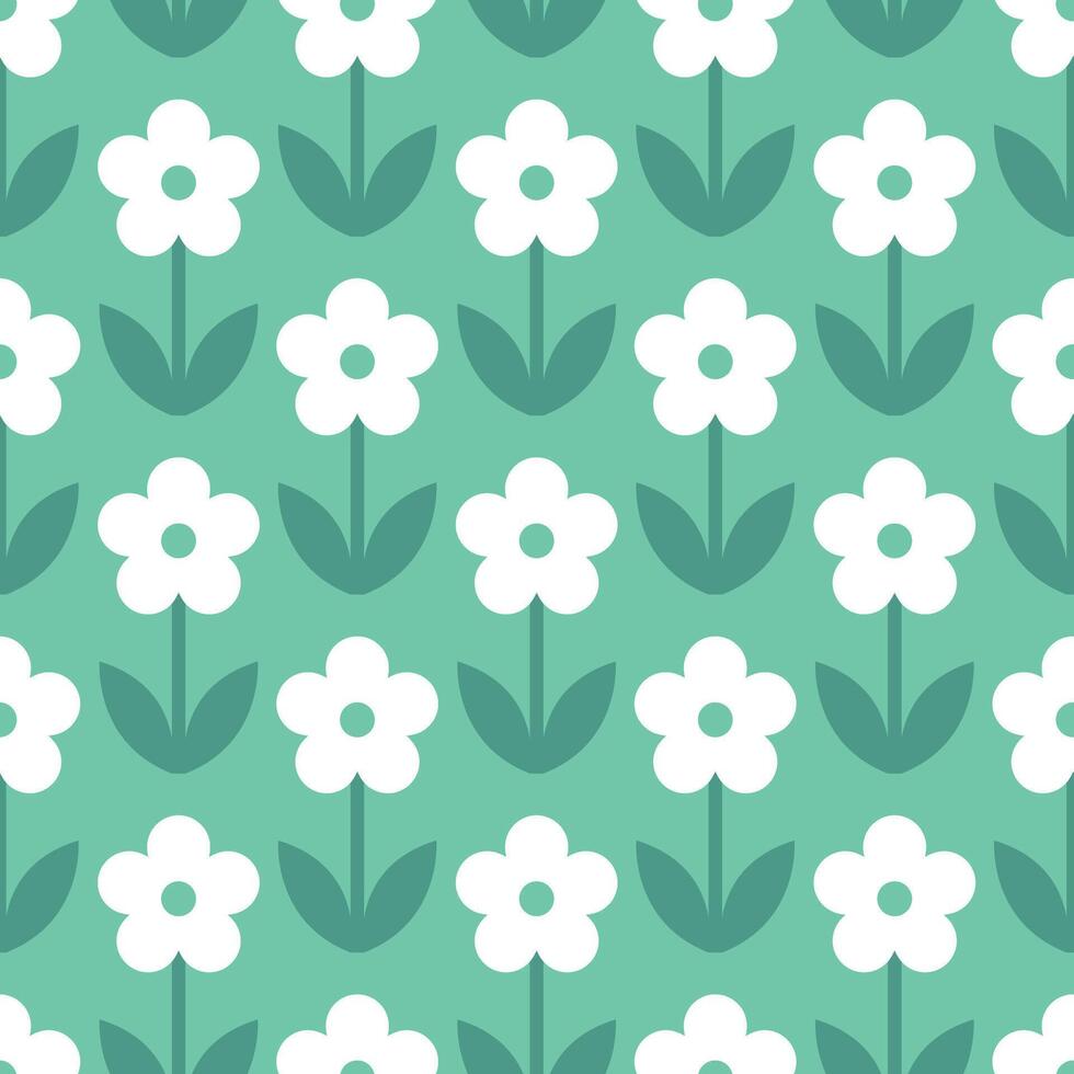 simple seamless pattern of repeating white flowers on a blue background vector