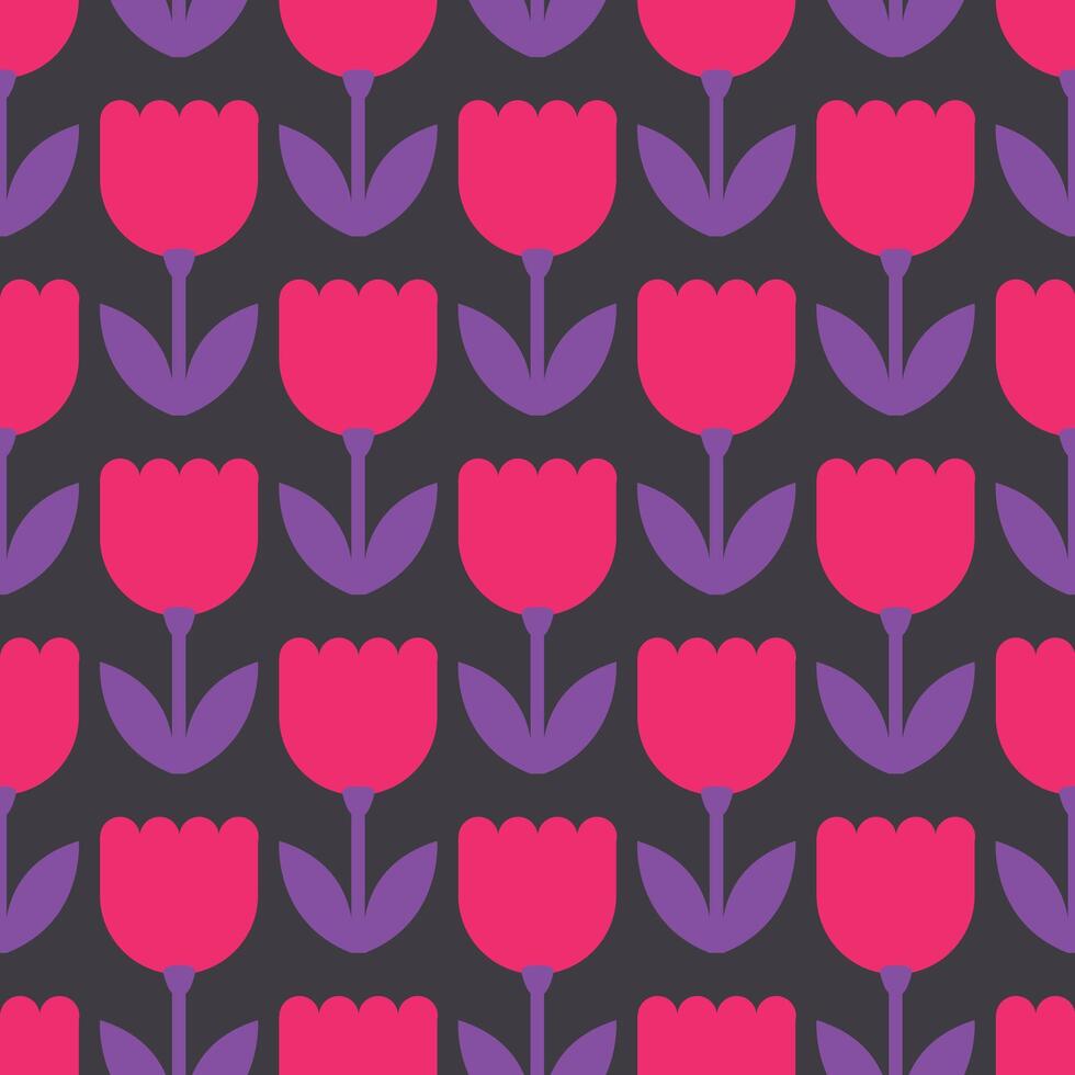 simple seamless pattern of repeating roses on a black background vector