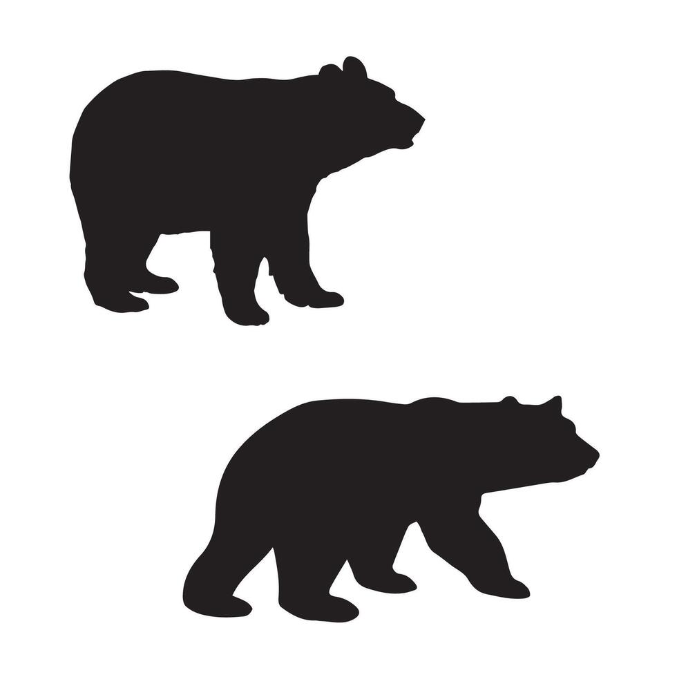 Grizzly Bear Silhouette Illustration Wild Animal Art vector