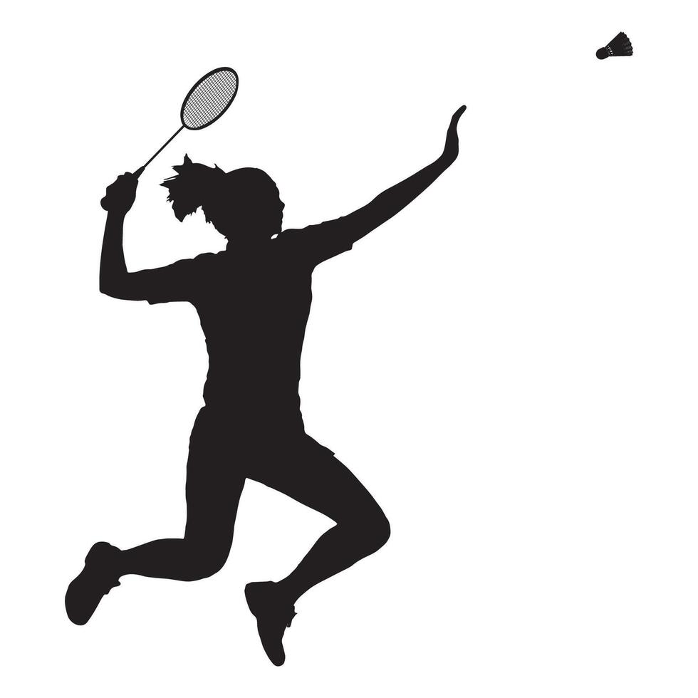 Female Badminton Player Sport Art Silhouette Illustration vector