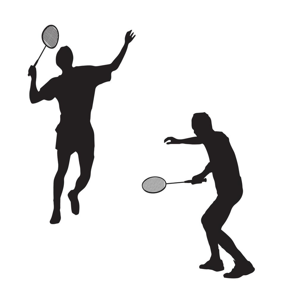 Men's Badminton Player Silhouette Illustration vector