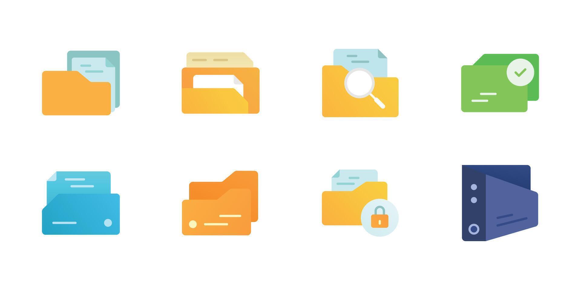 Minimalist folder and file container illustration set design vector