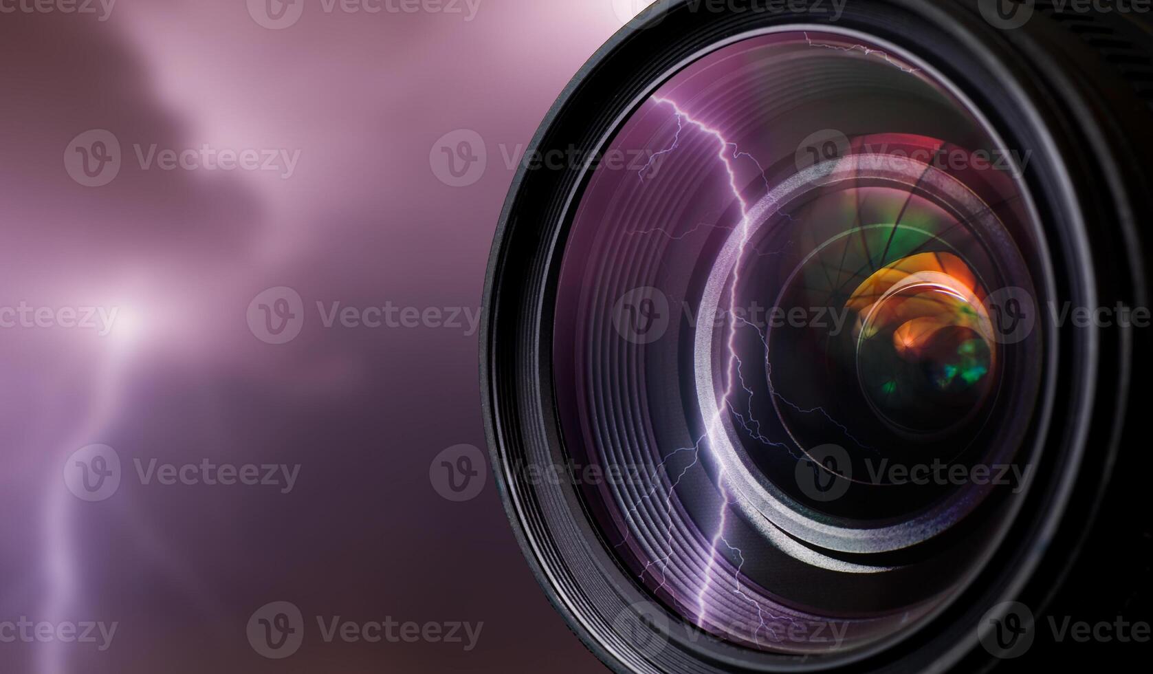 Camera lens with thunder photo
