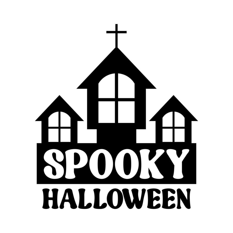 Halloween tshirt design and the text with haunted house vector