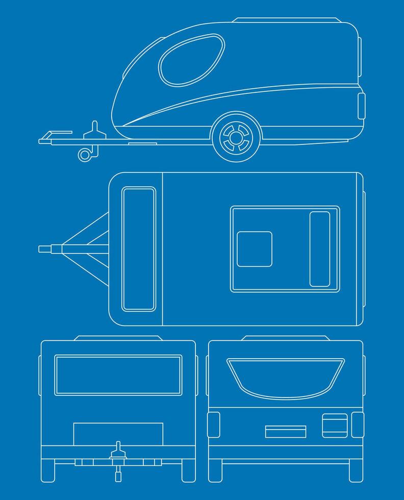 Caravan blueprint for graphic resource. eps 10 vector