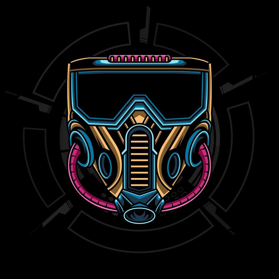 Detailed Cyberpunk mask illustration . eps 10 vector