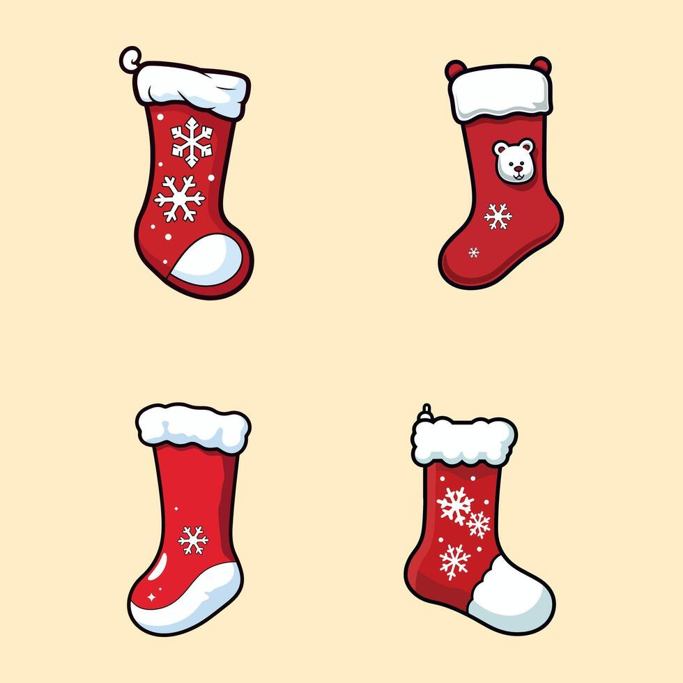 Christmas socks collection, Christmas concept Design. vector